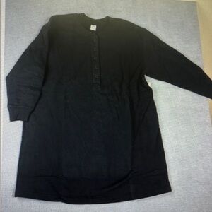 New Women's Black Henley Sweatshirt 1X Long Sleeve Cotton/Polyester